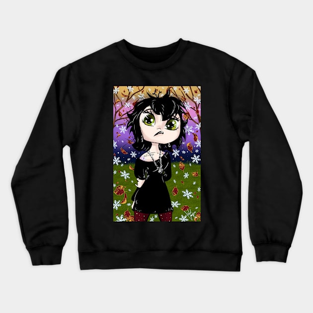 Adorable Little Gothic Vampire Crafty Witch Crewneck Sweatshirt by OCDVampire